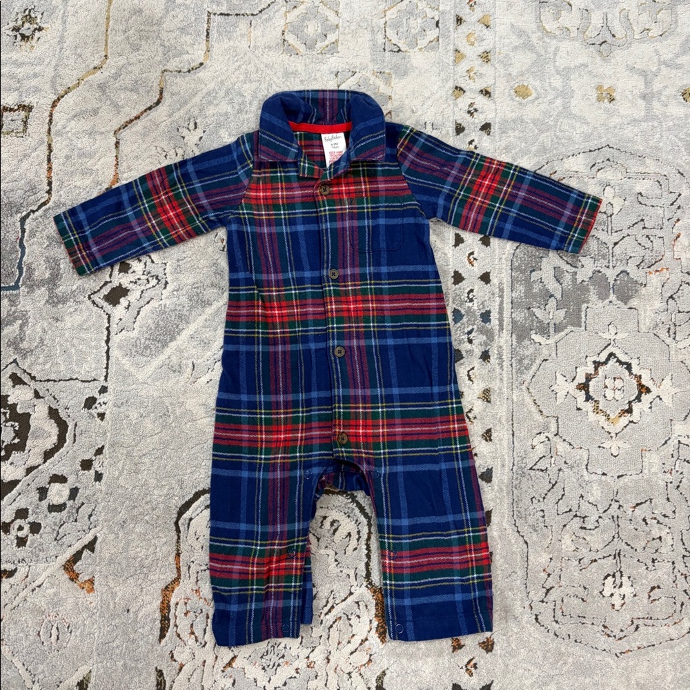 Baby Boden plaid flannel jumpsuit, 6-9 months